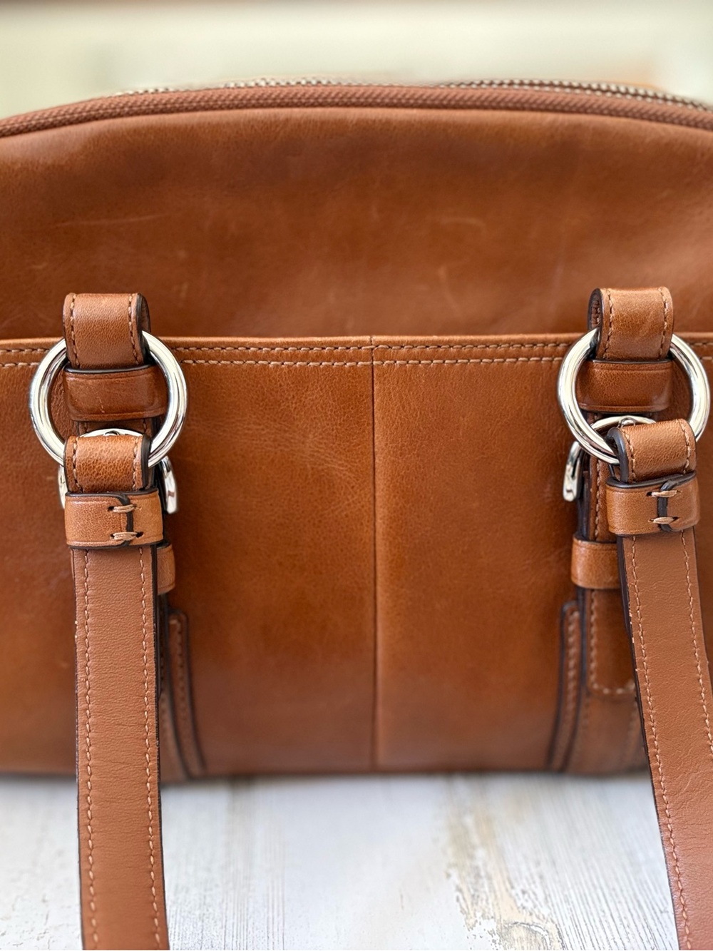 Vintage Coach Bonnie Satchel 12695 British Tan Leather Bag Y2K Charm - Picture 4 of 8
